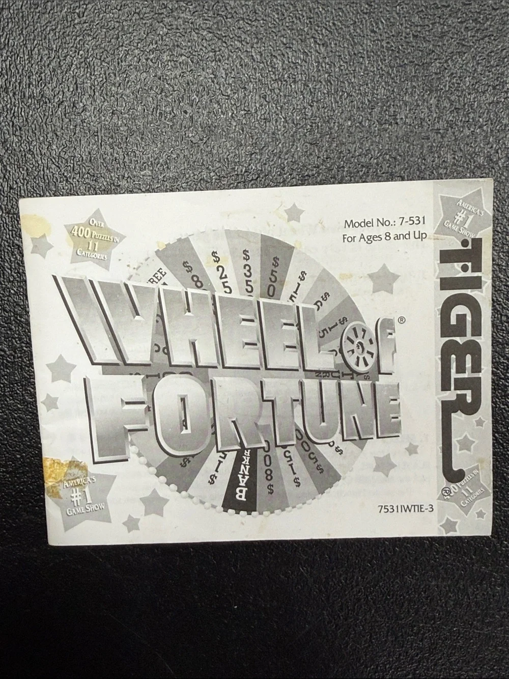 Tiger Wheel of Fortune Handheld Electronic Game Vintage 1990’s game